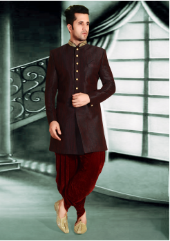 Maroon Color Designer Indo Western Sherwani